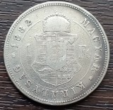 (A714) MONEDA DIN ARGINT UNGARIA - 1 FORINT 1882 KB, FRANZ JOSEPH, MAI RARA, Europa