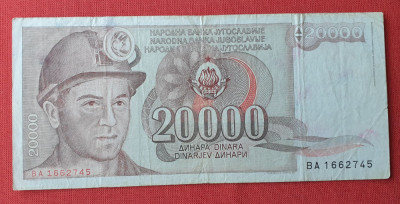 20.000 Dinara anul 1987 Bancnota Iugoslavia 20 MII - Jugoslavije foto