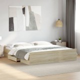 VidaXL Cadru de pat cu sertare stejar sonoma 180x200 cm lemn prelucrat 3280274