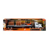 Set camion cu platforma si motostivuitor, New Ray, 1:43, Alb