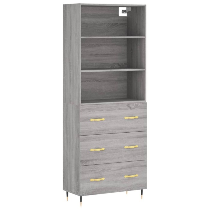 Dulap inalt, gri sonoma, 69,5x34x180 cm, lemn compozit