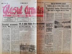 Ziarul &amp;quot;Glasul armatei&amp;quot;,2 pag, 28 febr.1947, despre tratatul de la Versailles foto