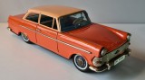 Jucarie veche de tabla / tin toy: Opel Rekord, motor cu frictiune, vopsea lucioasa, detalii cromate, produs de Bandai, Japan in anii &#039;62 - &#039;65