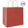 VidaXL Pungi de h&acirc;rtie 50 buc cu m&acirc;nere roșii 26x17x25 cm 4101745