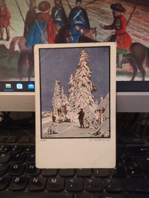 Cu schiurile spre vale, Schi Sky, desen de Karl Biese, circa 1910, 205 foto