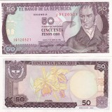 Columbia 50 Pesos 1986 UNC Bancnota Straina America