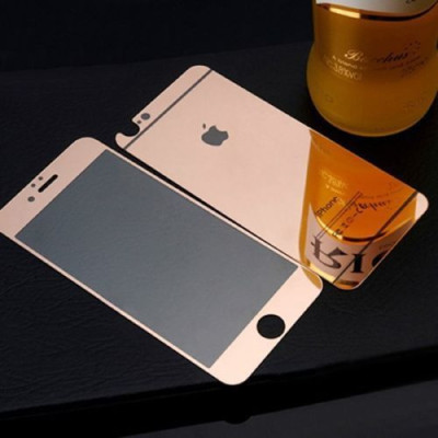 Folie Sticla iPhone 6 Plus iPhone 6s Plus Tuning ROSE GOLD Oglinda Fata+Spate Tempered Glass Ecran Display LCD foto