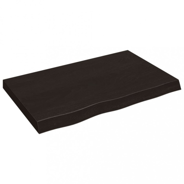 Blat de baie, maro inchis, 80x60x2 cm, lemn masiv tratat