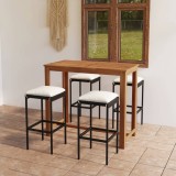 Set mobilier bar de grădină cu perne, 5 piese, negru