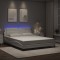 Cadru de pat cu lumini LED, alb, 160x200 cm, piele ecologică