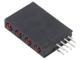 LED Roșu 3mm Difuz, 4 diode