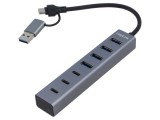 Hub USB LOGILINK cu 4 porturi USB A și 4 porturi USB C, mufă și soclu