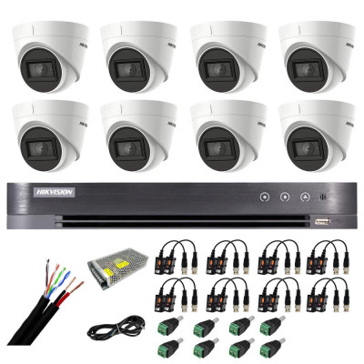 Sistem supraveghere Hikvision 8 camere interior 4 in 1 8MP, 2.8mm, IR 60m, DVR 8 canale 4K 8MP, accesorii SafetyGuard Surveillance foto