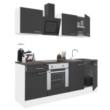 Mobilier Bucatarie Leziter Yorki 210, Alb/Antracit, Latime 210cm, Bloc Modular, Design Cuptor Inferior