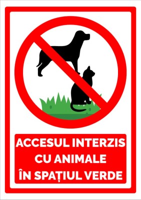 Indicator pentru accesul interzis cu animale in spatiul verde foto