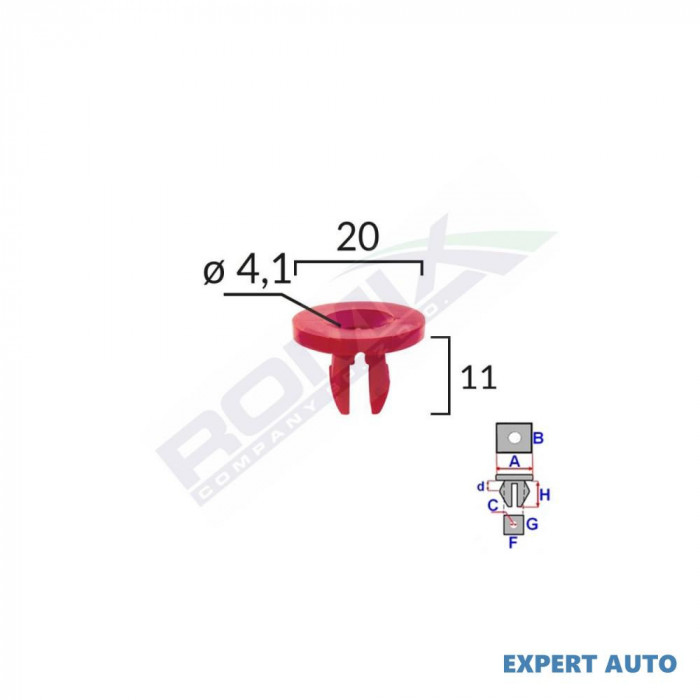 Clips fixare elemente motor pentru ford 11x20mm - rosu set 10 buc UNIVERSAL Universal #6