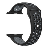 Cumpara ieftin Curea silicon, compatibila Apple Watch, 38mm, Negru-Gri