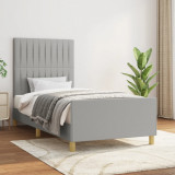 VidaXL Cadru de pat cu tăblie, gri deschis, 90x190 cm, textil