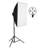 Cumpara ieftin Softbox cu soclu de 4 becuri, trepied reglabil 200 cm, fara becuri