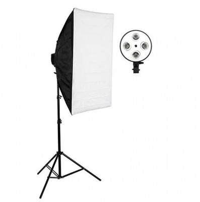 Softbox cu soclu de 4 becuri, trepied reglabil 200 cm, fara becuri foto