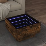 VidaXL Măsuță de cafea cu LED stejar fumuriu 50x50x30cm lemn prelucrat