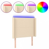 Cumpara ieftin Tablie de pat cu LED, crem, 83x16x118/128 cm, textil