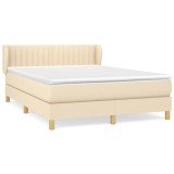 Cumpara ieftin Pat continental cu saltea, crem, 140x200 cm, material textil