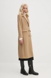 United Colors of Benetton palton din lana culoarea bej, de tranzitie, 28HFDN069