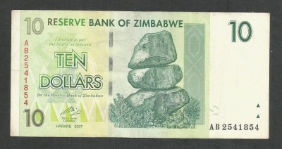ZIMBABWE 10 DOLARI DOLLARS 2007 [3] P-67 , XF foto