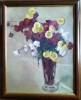 Anemone - pictură veche semnată indescifrabil, Flori, Tempera, Impresionism