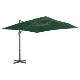 VidaXL Umbrelă &icirc;n consolă cu st&acirc;lp din aluminiu, verde, 400x300 cm