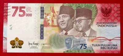 INDONESIA INDONEZIA 75.000 75000 RUPIAH 2020 COMEMORATIVA UNC necirculata ** foto