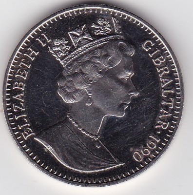 Gibraltar 1 Crown 1990 Elizabeth II Comemorativa foto