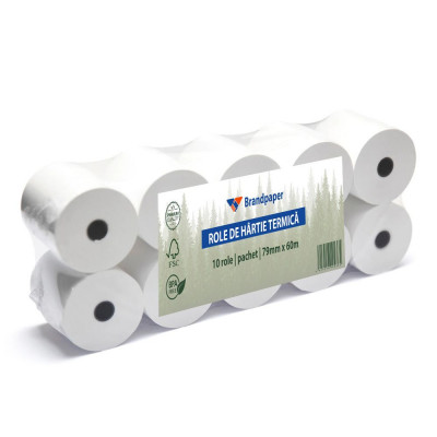 Set 10 Role Termice ROLLIS, 79mm x 60m, Hartie Termica 48 g/m&amp;sup2; fara Bisfenol A (BPA), Tub 12 mm foto