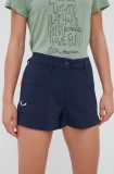 Salewa pantaloni scurți outdoor Puez culoarea albastru marin, neted, medium waist, 00-0000028315