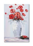 Vaza cu maci regali tablou pictat manual, 60x40cm ulei pe panza in cutit, Geo Ungureanu