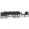 Set mobilier de gradina cu perne, 7 piese, antracit, aluminiu