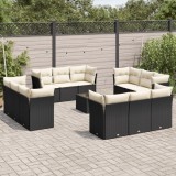 vidaXL Set mobilier de grădină cu perne, 13 piese, negru, poliratan 3217336