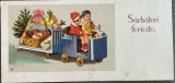 Felicitare interbelică rom&acirc;nească Sarbatori fericite! / stampila Monopolul Cartilor Postale Ilustrate / scrisa verso / de colectie
