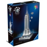 Ravensburger - Puzzle 3D iconic Empire State Building cu LED 216 piese model de
