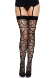 Ciorapi Plasa cu Model Inimioare Leg Avenue, Negru, S-L
