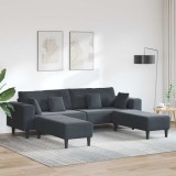 Cumpara ieftin Canapea din catifea cu pernă cu pernă 3 pcs Gri &icirc;nchis 208 cm Catifea
