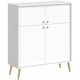 HOMCOM Sideboard modern, bufet de 105,4 cm cu 4 uși Soft-Close și picioare metalice, pentru sufragerie &amp; bucătărie, alb-crem | Aosom Romania