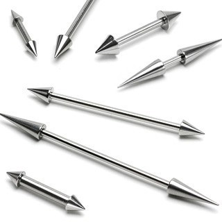 Piercing pentru ureche din o&amp;Aring;&amp;pound;el, cu v&amp;Atilde;&amp;cent;rfuri ascu&amp;Aring;&amp;pound;ite - Dimensiune: 1,6 mm x 6 mm x 4x7 mm foto