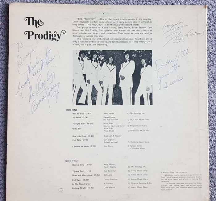 Vinil original SUA , The Prodigy, cu autografe originale componentii trupei