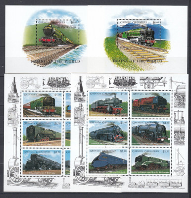 Grenada Grenadines - LOCOMOTIVE - 2 Colite + 2 Blocuri - MNH foto