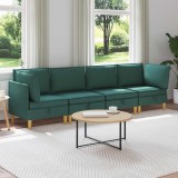 vidaXL Set de mobilier pentru living 4 pcs Verde &icirc;nchis Țesătură 3413699