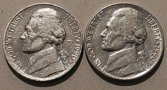 5 centi SUA - 1990 D+P