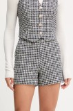 Morgan pantaloni scurți culoarea negru, cu imprimeu, high waist, SHEAN.F