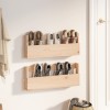 VidaXL Pantofare de perete, 2 buc., 59x9x23 cm, lemn masiv pin